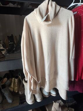 Impressions Cream Cowl-Neck Tunic Sweater